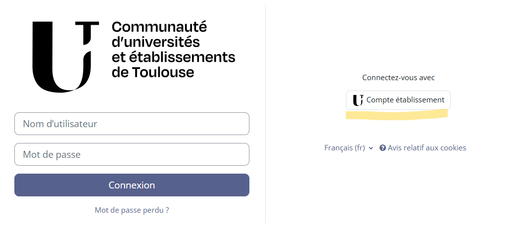 écran connexion moodle comue